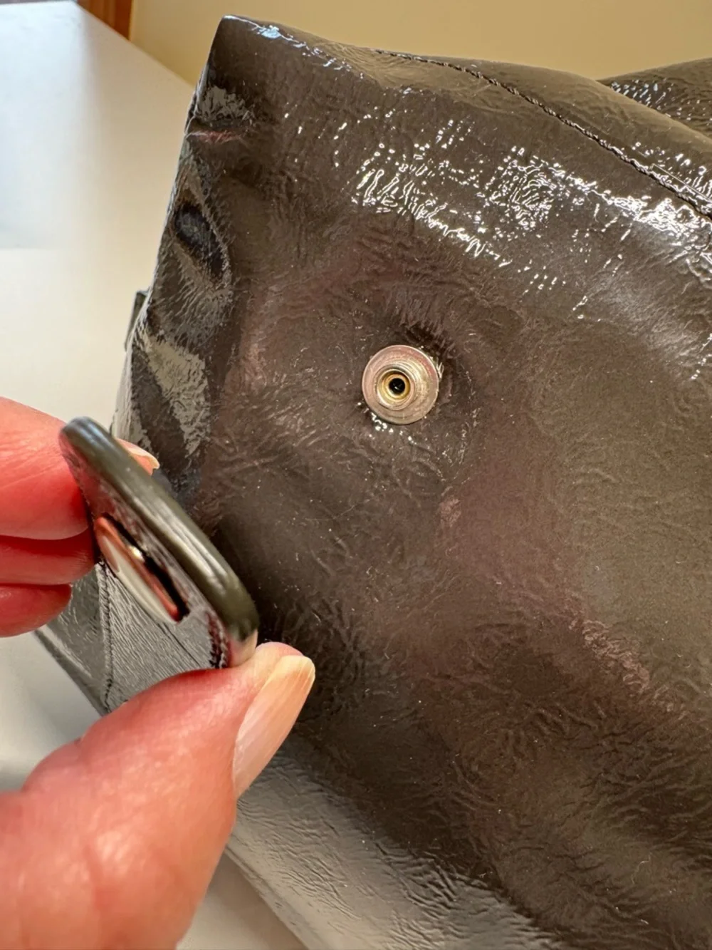 NWOT - Coach Madison Sabrina Satchel in Graphite Patent Leather with Dust Bag